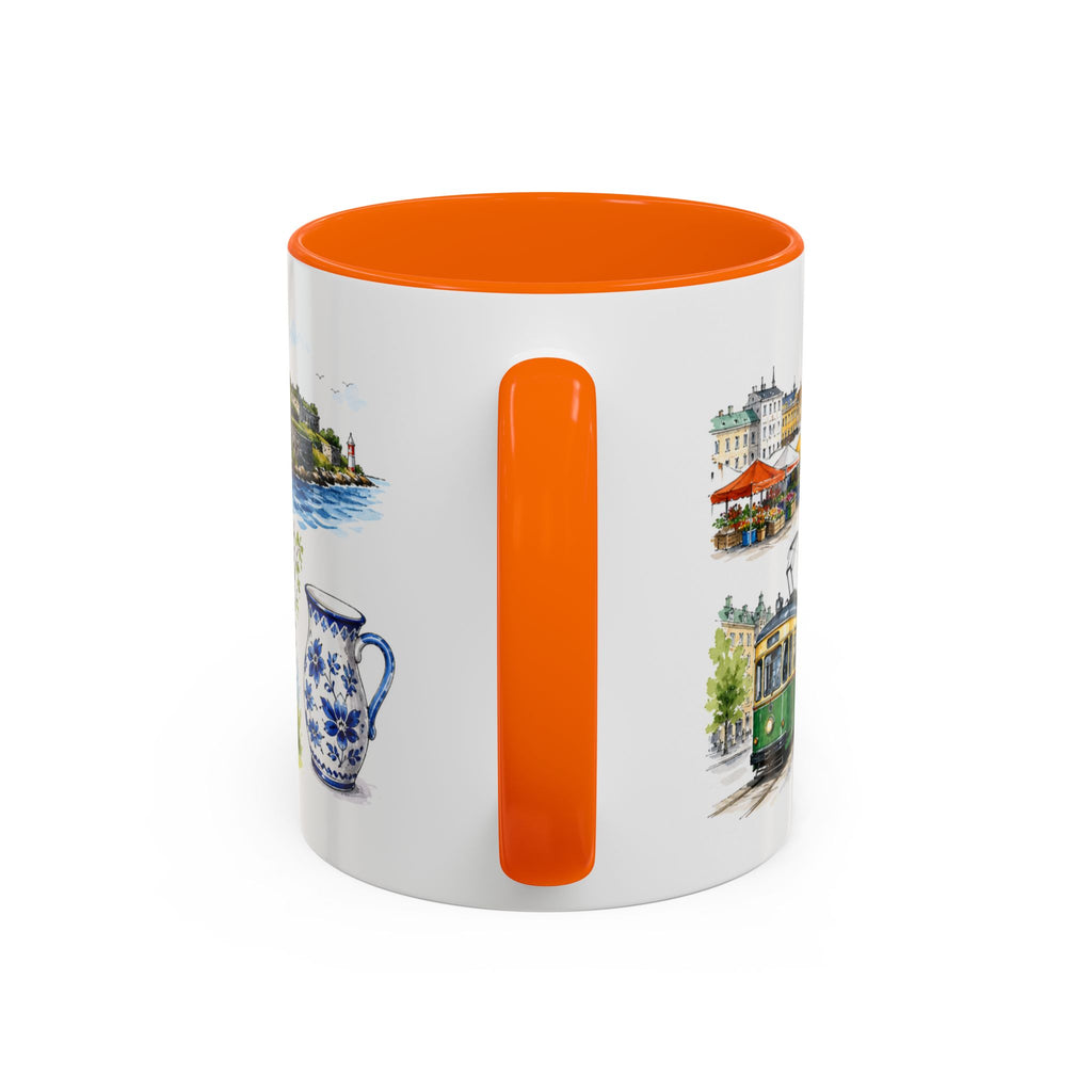 Helsinki Illustrated Travel Mug | City Souvenir Accent Coffee Mug | 11oz 15oz Ceramic Cup