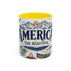 America the Beautiful Coffee Mug | Patriotic USA Gift | Accent Color Ceramic 11oz 15oz