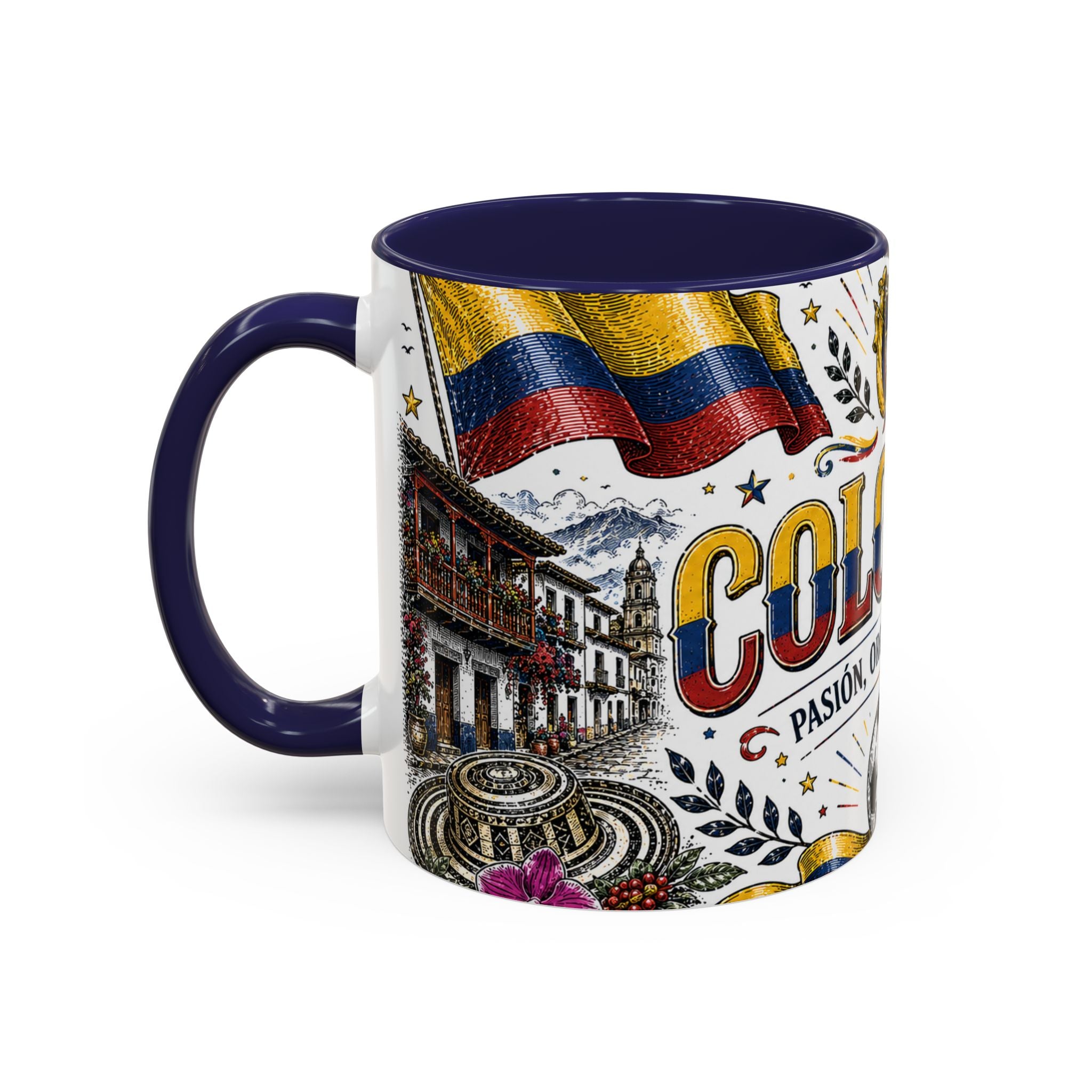 Colombia Soccer Coffee Mug | World Cup Fan Gift | Accent Color Ceramic 11oz 15oz Match Day Cup