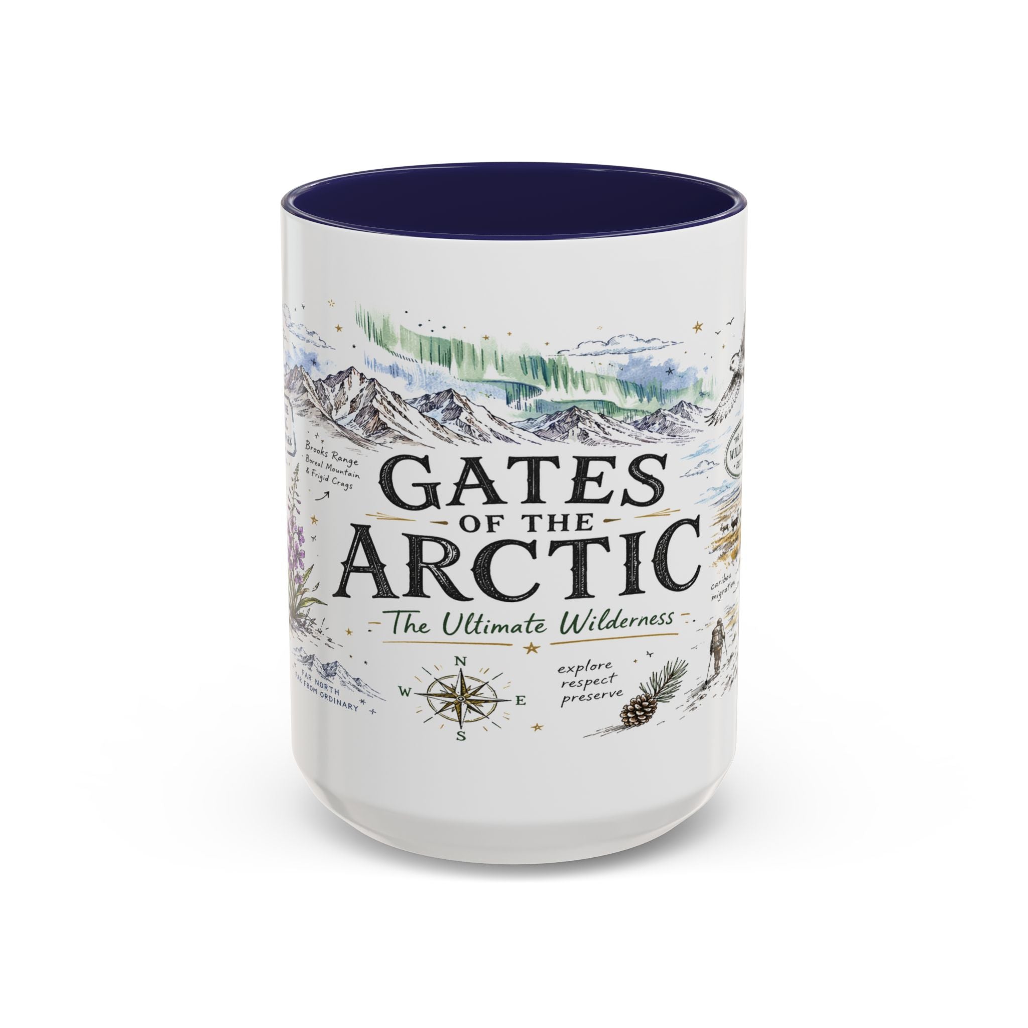 Gates of the Arctic National Park Coffee Mug | Alaska Arctic Wilderness Gift | Accent Color Ceramic 11oz 15oz