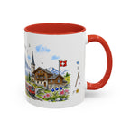 Zermatt Illustrated Travel Mug | Switzerland Souvenir Accent Coffee Mug | 11oz 15oz Ceramic Cup