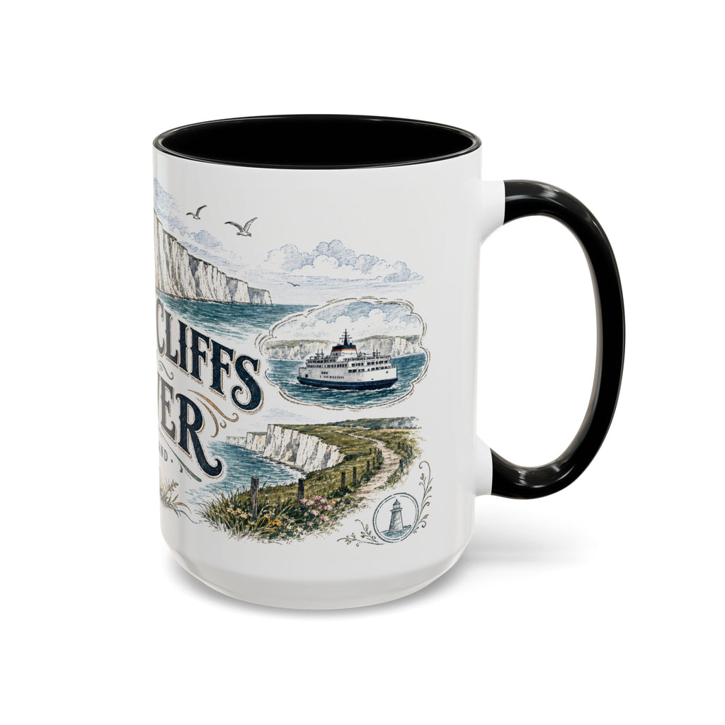 White Cliffs of Dover Mug, England Travel Souvenir, Bucket List Gift, Accent Ceramic Coffee Mug 11oz 15oz