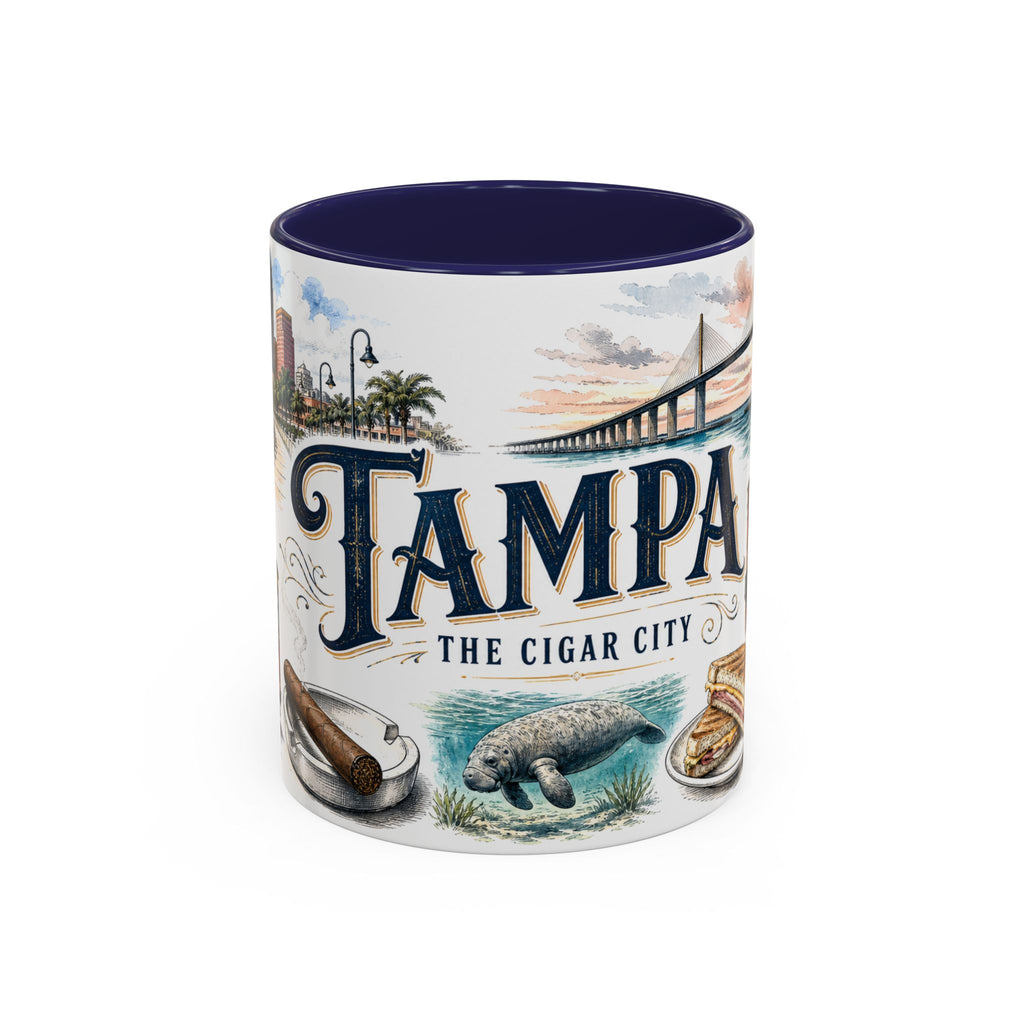 Tampa Coffee Mug | United States Travel Souvenir | Vintage Illustrated City Gift | 11 oz 15 oz Accent Mug