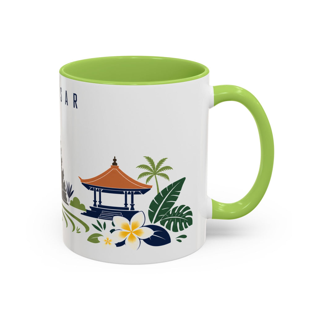 Denpasar Coffee Mug | Indonesia Travel Souvenir | Porcelain Decal City Gift | 11oz 15oz Accent Mug