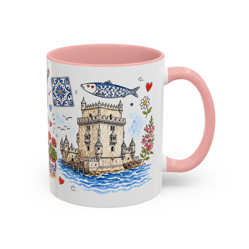 Lisbon Travel Mug | European City Souvenir Accent Coffee Mug | 11oz 15oz Ceramic Cup