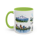 Portland Illustrated Travel Mug | City Souvenir Accent Coffee Mug | 11oz 15oz Ceramic Cup