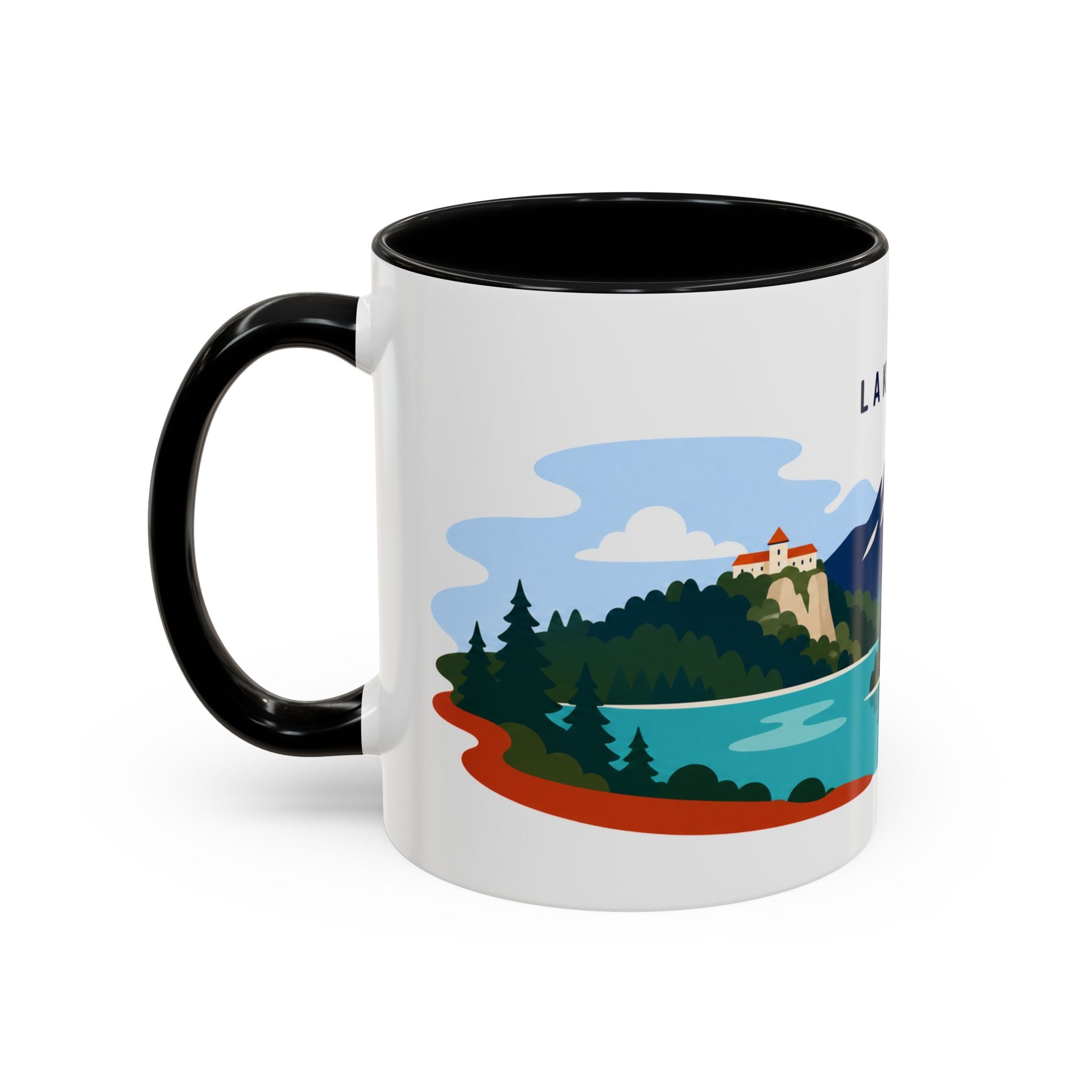 Lake Bled Coffee Mug | Travel Destination Souvenir Gift | Accent Color Ceramic 11oz 15oz
