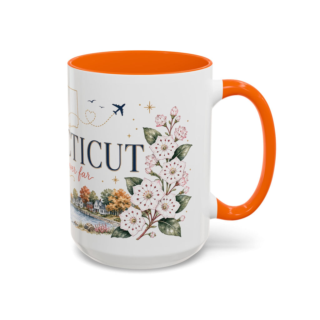 Connecticut State Map Mug | Botanical Accent Coffee Cup (11oz 15oz)