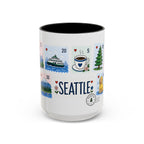 Seattle Coffee Mug | Postage Stamp Collage Mug | Travel Souvenir Accent Cup 11oz 15oz