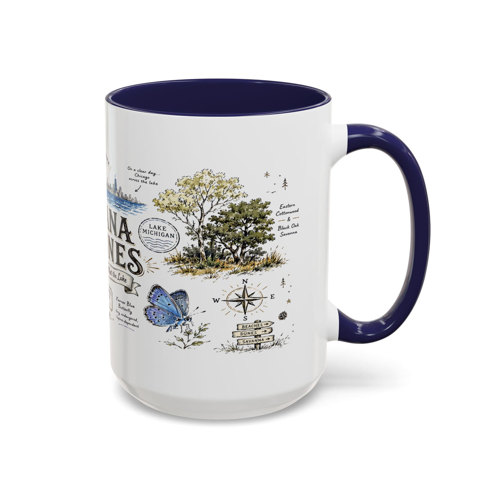 Indiana Dunes National Park Coffee Mug | Indiana Lake Michigan Beach Gift | Accent Color Ceramic 11oz 15oz