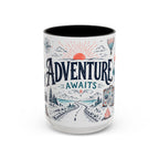 Adventure Awaits Coffee Mug | Class of 2026 Graduation Gift | Accent Color Ceramic 11oz 15oz
