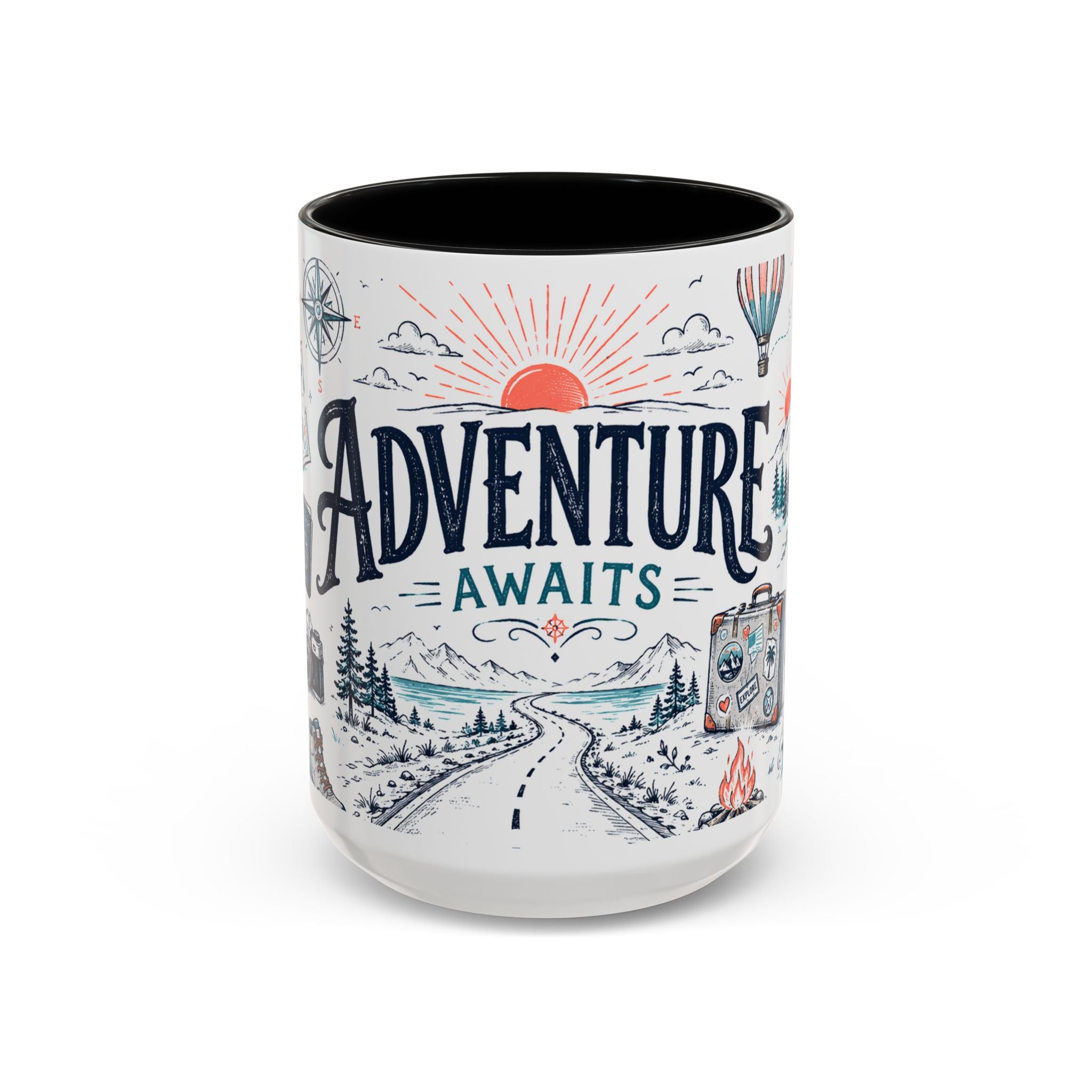 Adventure Awaits Coffee Mug | Class of 2026 Graduation Gift | Accent Color Ceramic 11oz 15oz