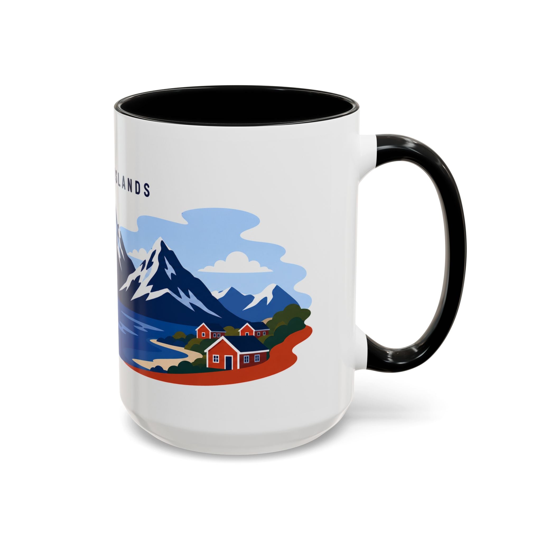 Lofoten Islands Coffee Mug | Travel Destination Souvenir Gift | Accent Color Ceramic 11oz 15oz