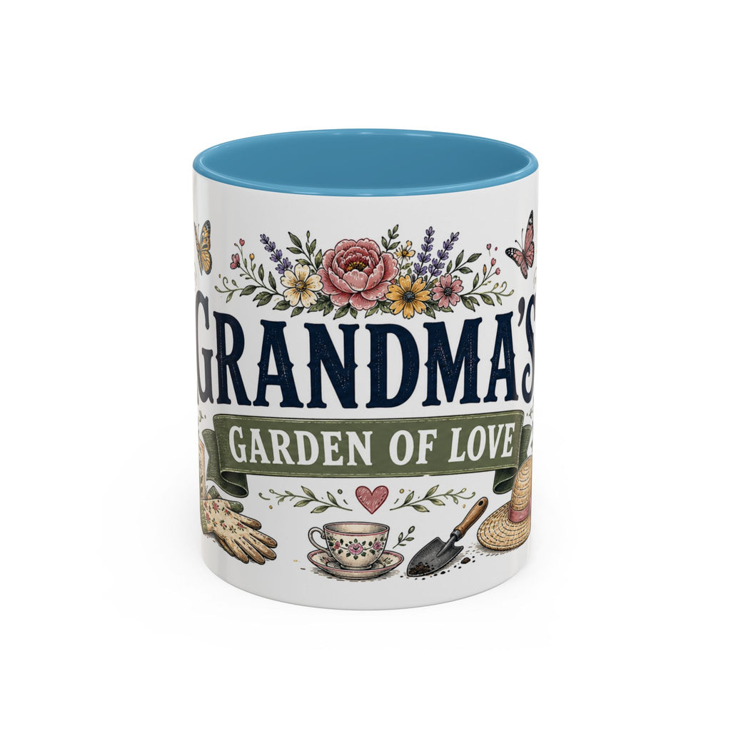 Grandma's Garden Of Love Coffee Mug | Gift From Grandkids | Accent Color Ceramic 11oz 15oz