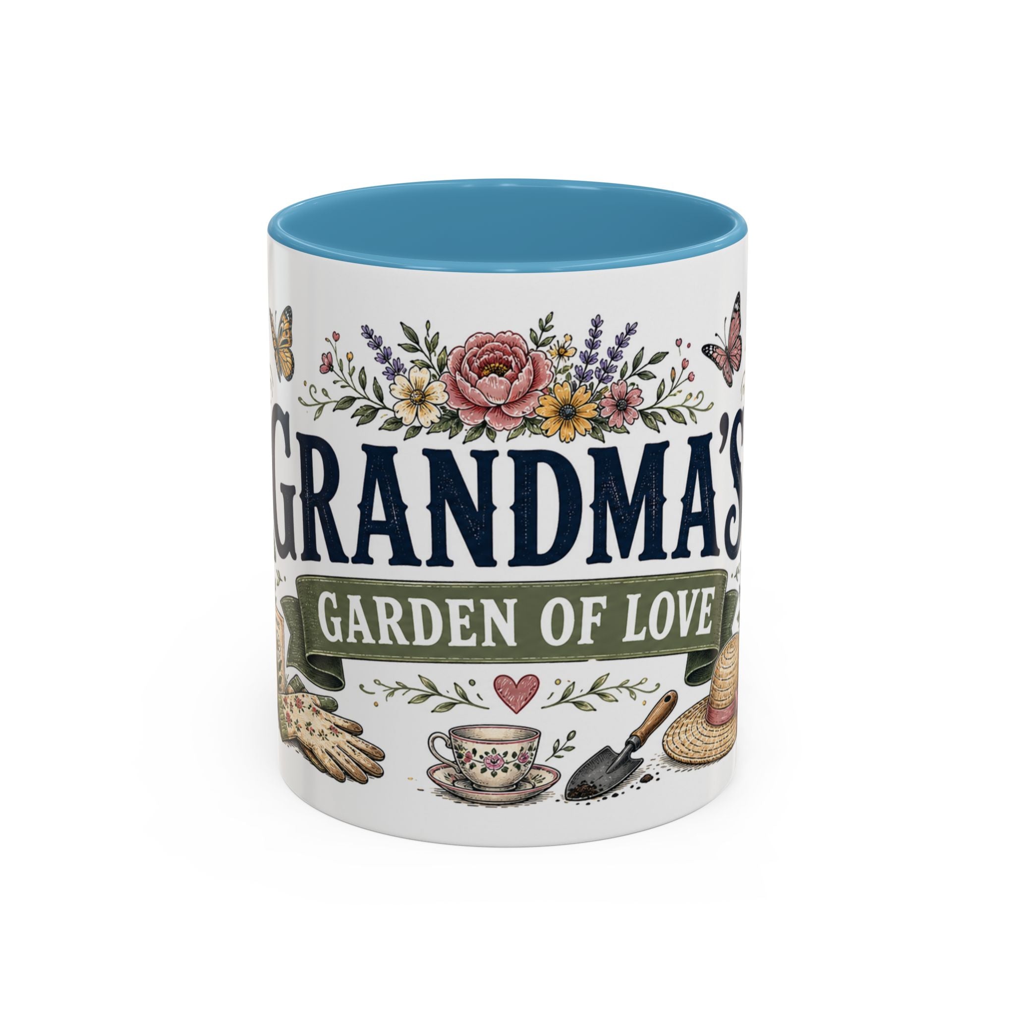 Grandma's Garden Of Love Coffee Mug | Gift From Grandkids | Accent Color Ceramic 11oz 15oz