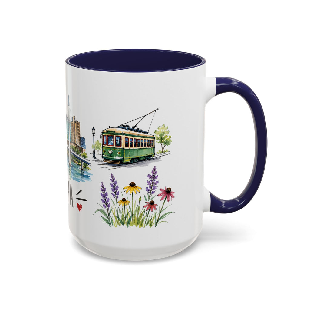 Omaha Illustrated Travel Mug | City Souvenir Accent Coffee Mug | 11oz 15oz Ceramic Cup