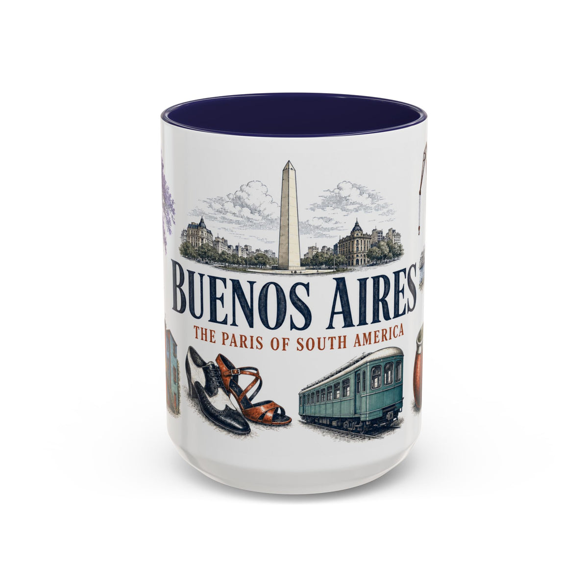 Buenos Aires Coffee Mug | Argentina Travel Souvenir | Vintage Illustrated City Gift | 11 oz 15 oz Accent Mug