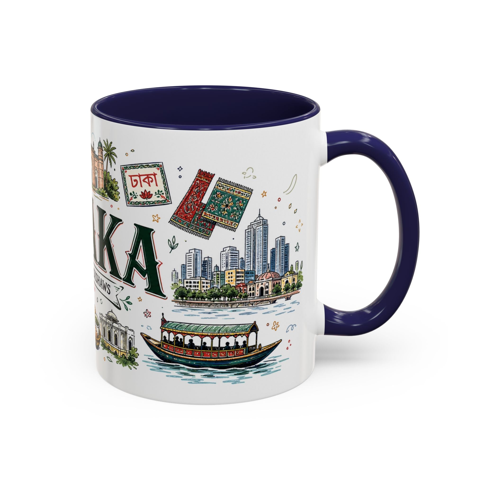 Dhaka Coffee Mug | Bangladesh Souvenir Travel Gift | Accent Color Ceramic 11oz 15oz