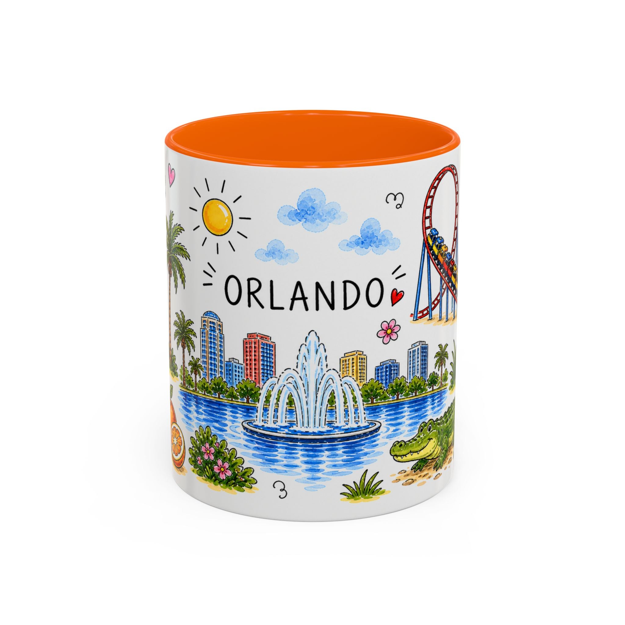 Orlando Illustrated Travel Mug | City Souvenir Accent Coffee Mug | 11oz 15oz Ceramic Cup