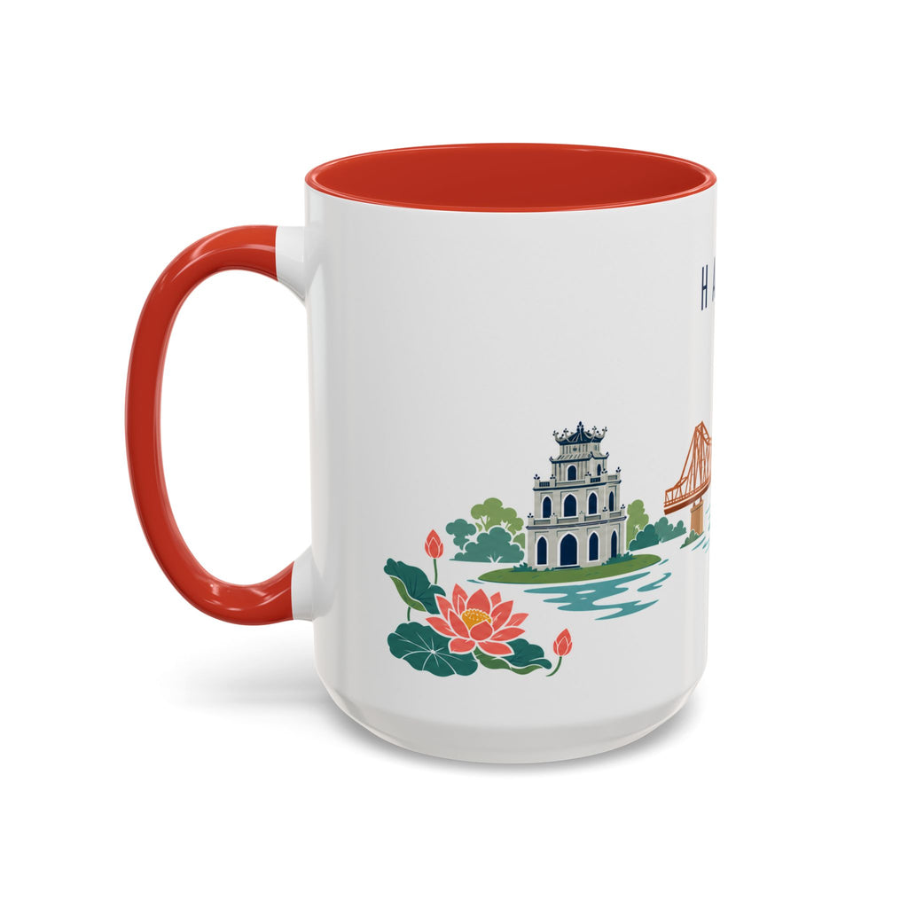 Hanoi Coffee Mug | Vietnam Travel Souvenir | Porcelain Decal City Gift | 11oz 15oz Accent Mug