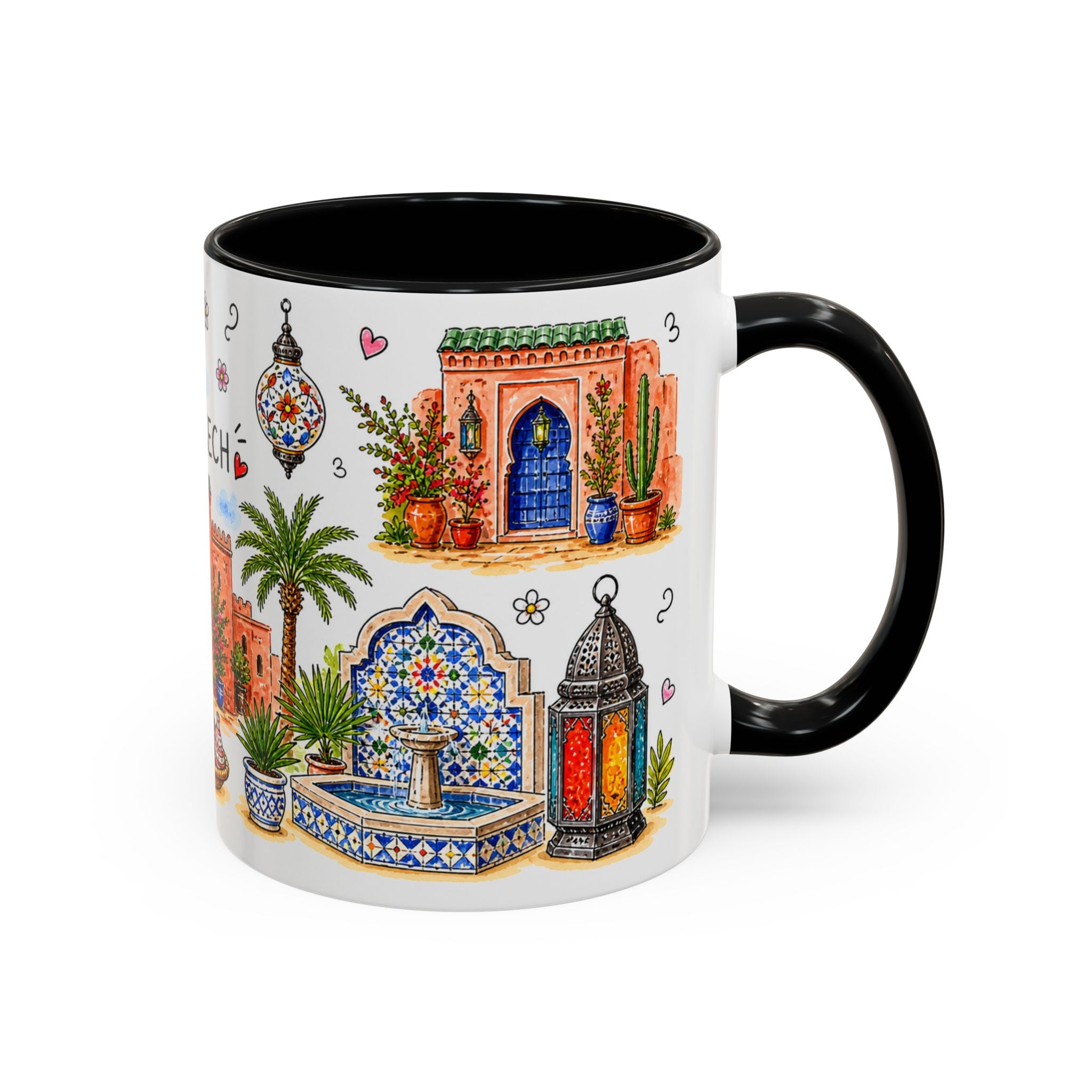 Marrakech Illustrated Travel Mug | City Souvenir Accent Coffee Mug | 11oz 15oz Ceramic Cup