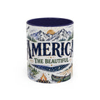 America the Beautiful Coffee Mug | Patriotic USA Gift | Accent Color Ceramic 11oz 15oz