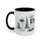 Dubai Coffee Mug | UAE Souvenir Travel Gift | Accent Color Ceramic 11oz 15oz