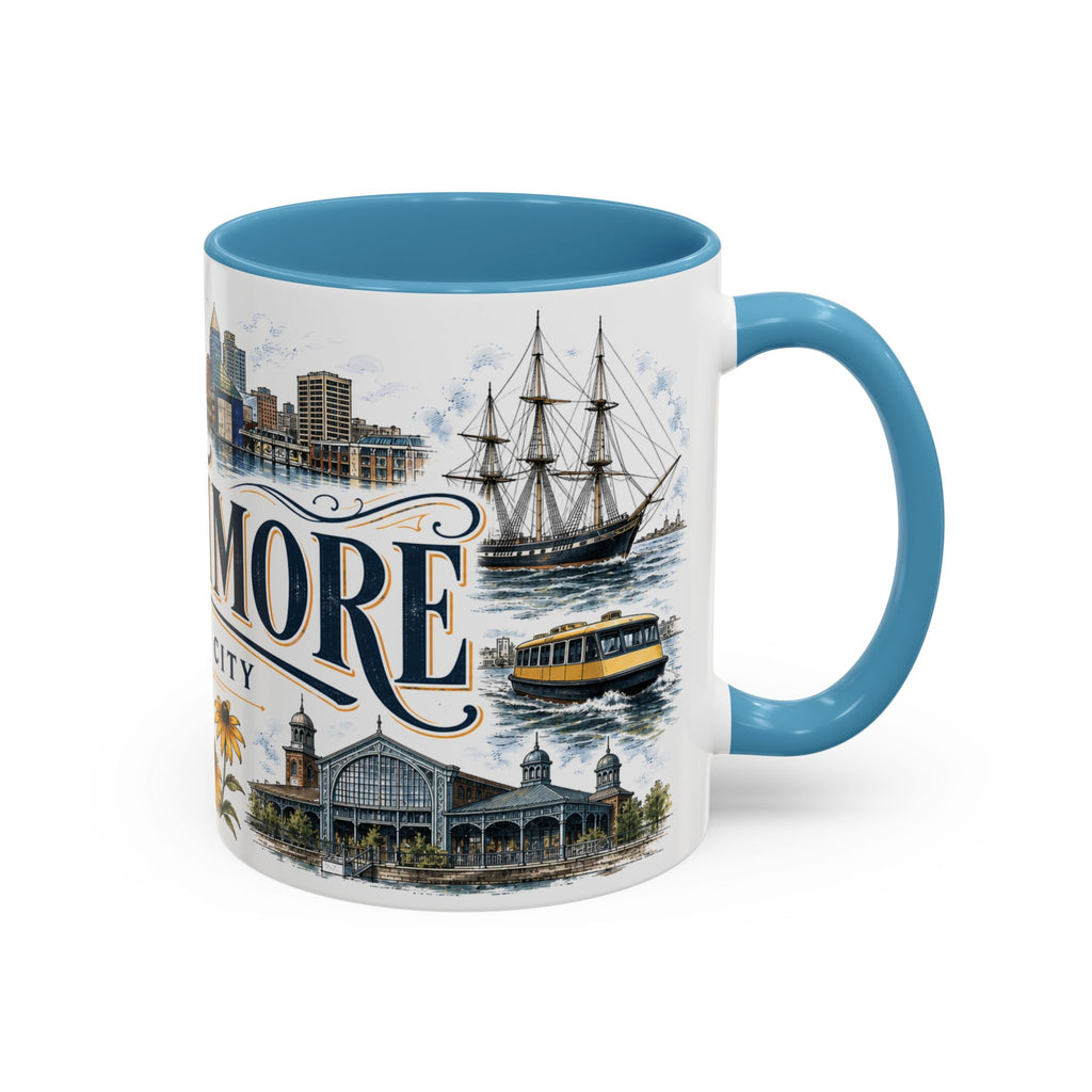 Baltimore Coffee Mug | United States Travel Souvenir | Vintage Illustrated City Gift | 11 oz 15 oz Accent Mug