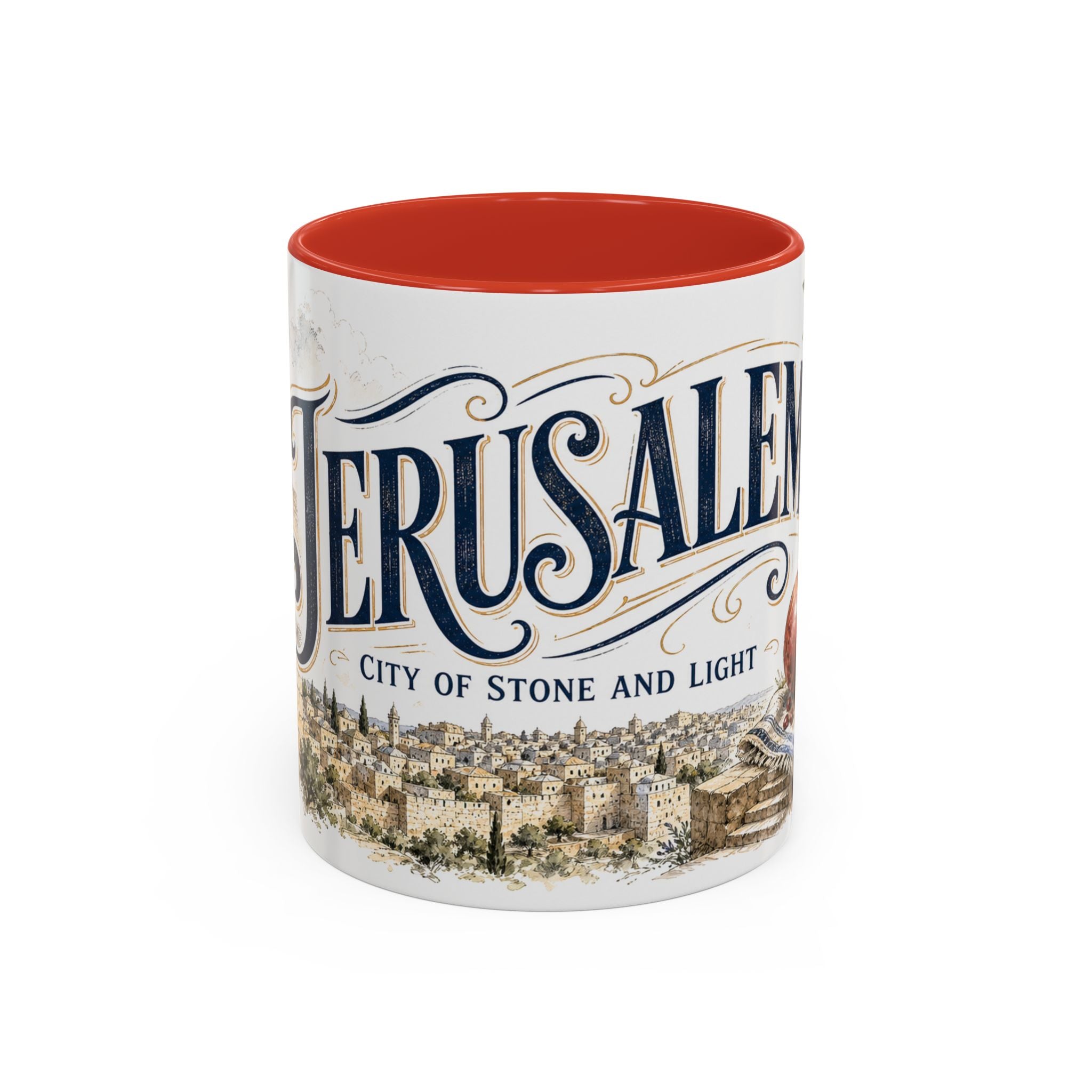 Jerusalem Coffee Mug | Jerusalem region Travel Souvenir | Vintage Illustrated City Gift | 11 oz 15 oz Accent Mug
