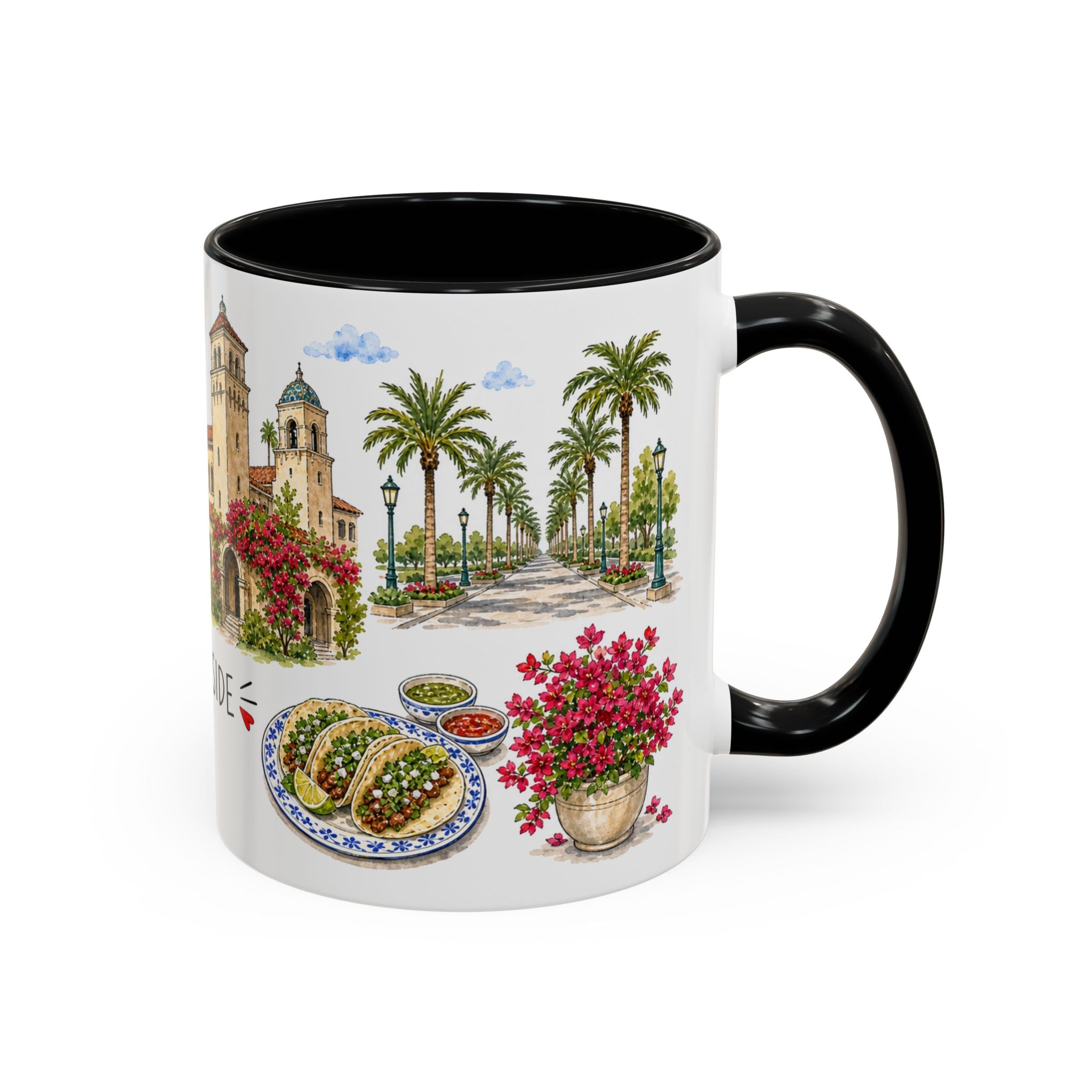 Riverside Illustrated Travel Mug | City Souvenir Accent Coffee Mug | 11oz 15oz Ceramic Cup