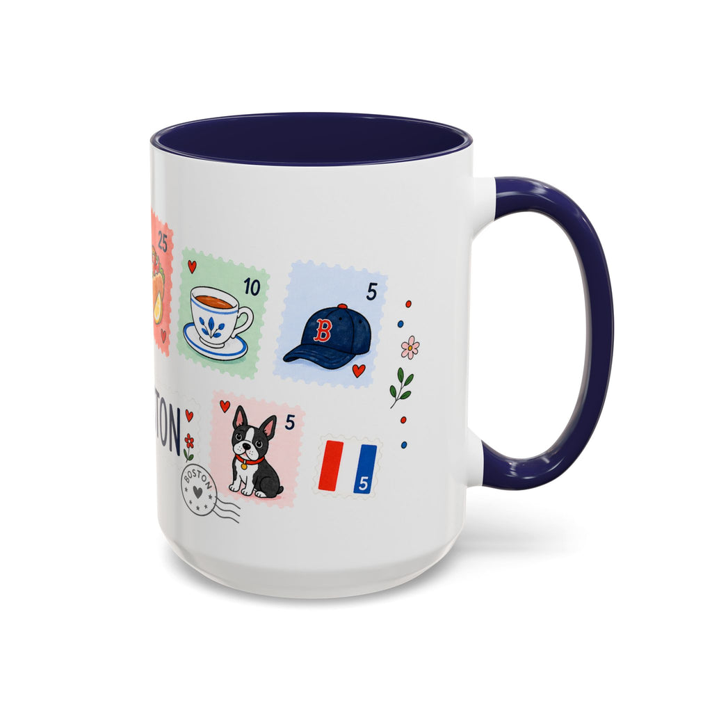 Boston Coffee Mug | Postage Stamp Collage Mug | Travel Souvenir Accent Cup 11oz 15oz