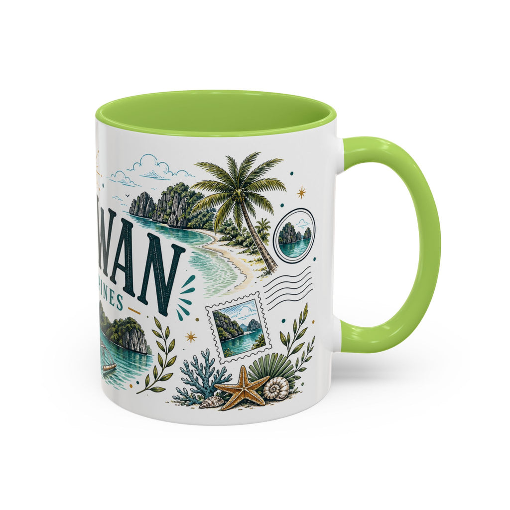Palawan Coffee Mug | Travel Destination Souvenir Gift | Accent Color Ceramic 11oz 15oz