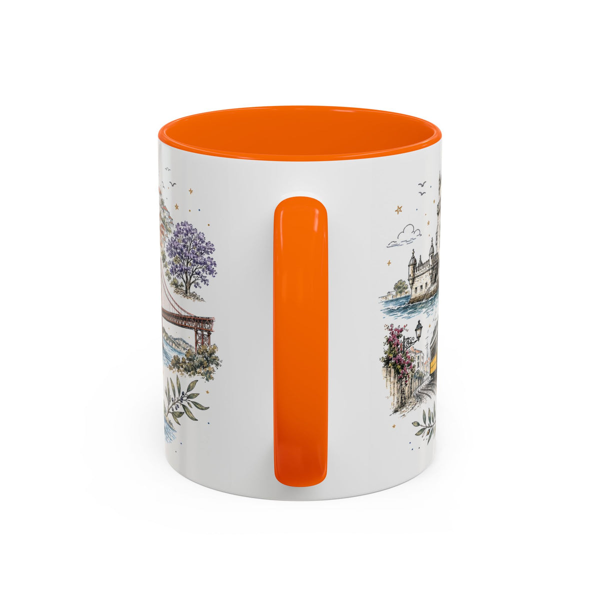 Lisbon Coffee Mug | Portugal Travel Souvenir | Vintage Illustrated City Gift | 11 oz 15 oz Accent Mug