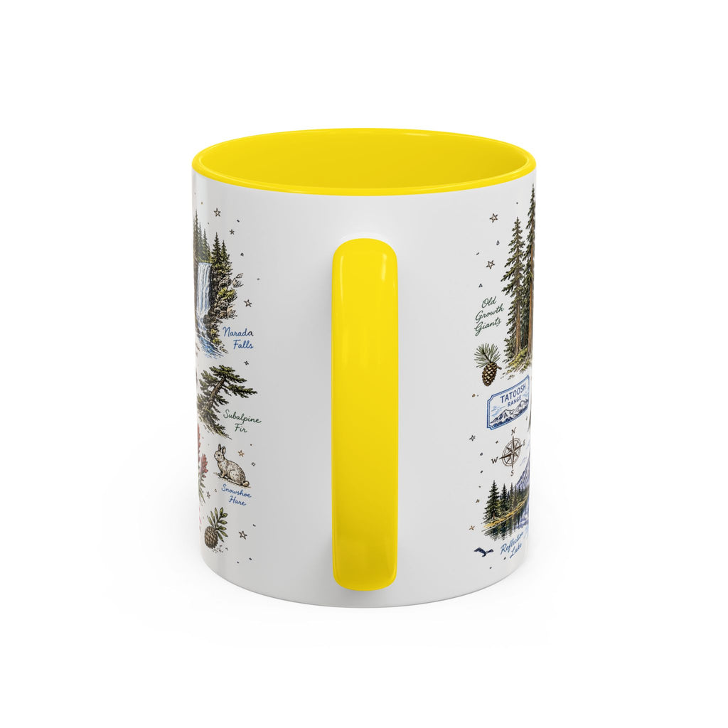 Mount Rainier Coffee Mug | National Park Hiking Washington Gift | Accent Color Ceramic 11oz 15oz