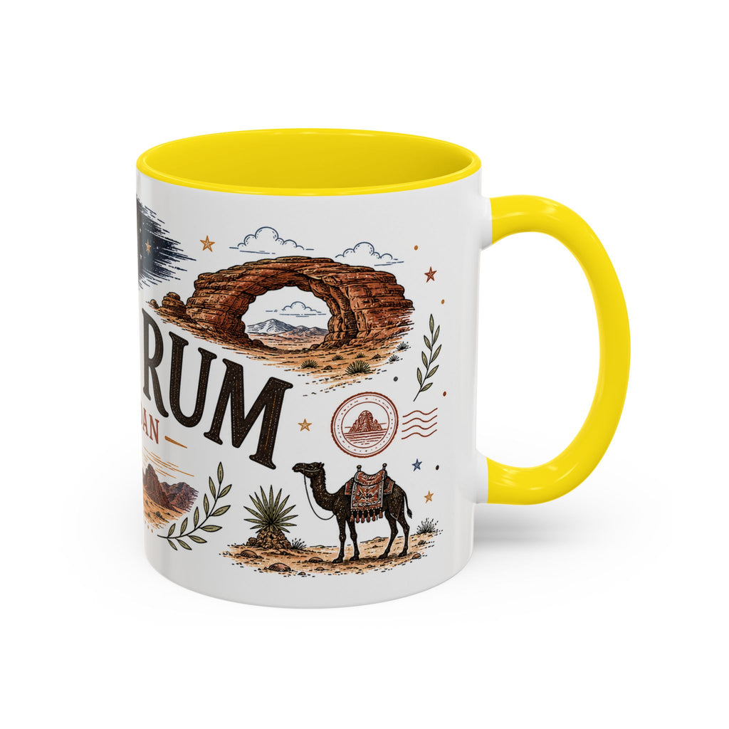 Wadi Rum Coffee Mug | Travel Destination Souvenir Gift | Accent Color Ceramic 11oz 15oz