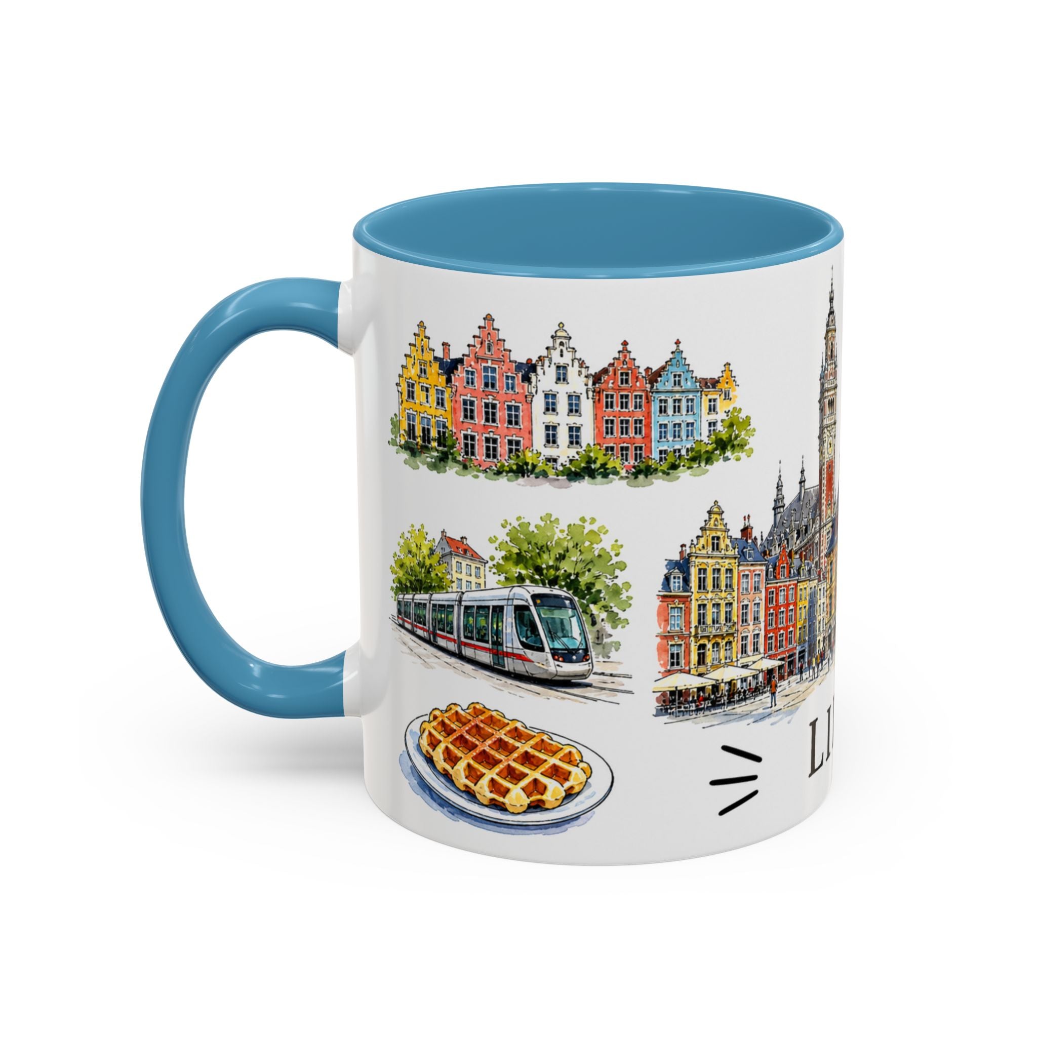 Lille Illustrated Travel Mug | City Souvenir Accent Coffee Mug | 11oz 15oz Ceramic Cup