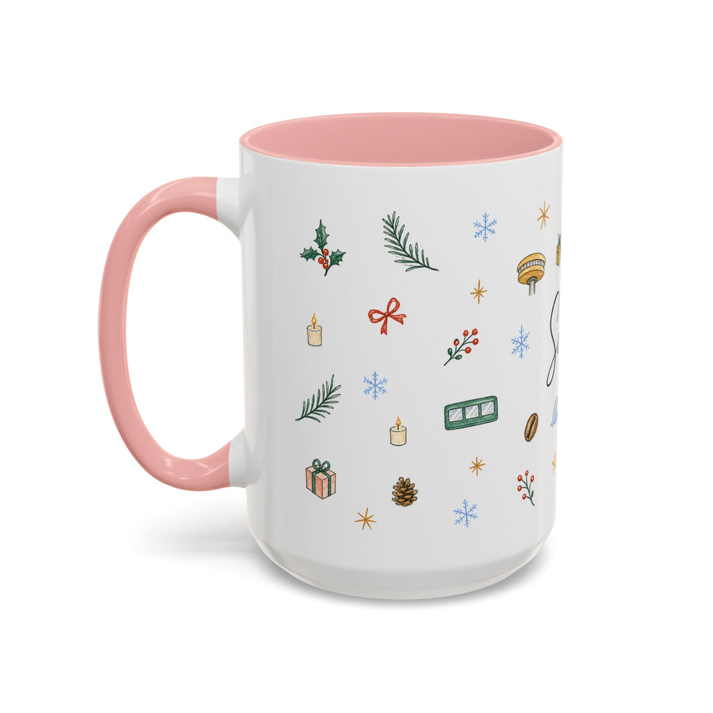 Seattle Christmas Mug | Watercolor Travel Souvenir | Holiday Gift | Accent Ceramic Coffee Cup 11oz 15oz