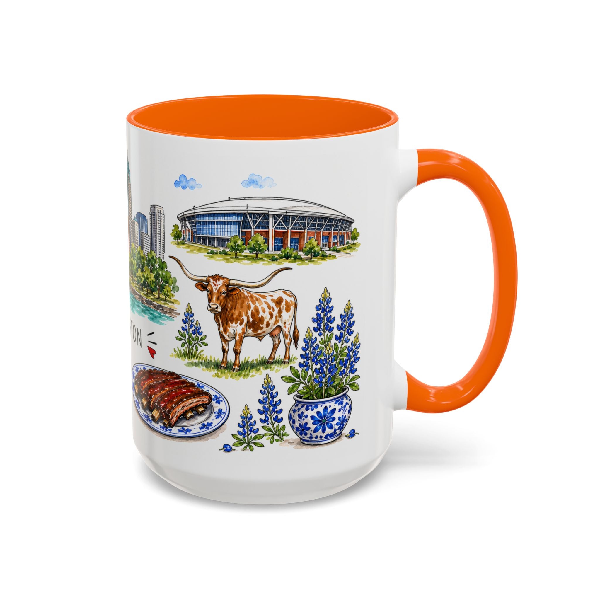 Arlington Illustrated Travel Mug | City Souvenir Accent Coffee Mug | 11oz 15oz Ceramic Cup