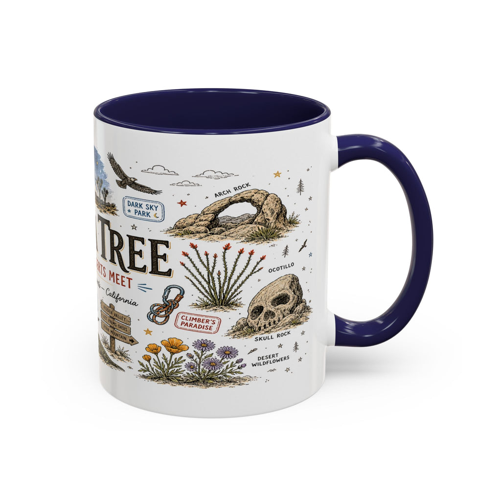 Joshua Tree Coffee Mug | National Park Desert Camping Gift | Accent Color Ceramic 11oz 15oz