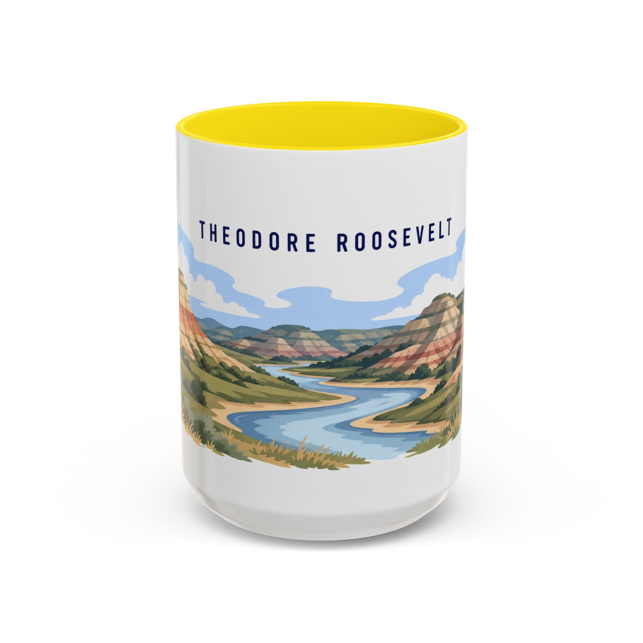 Theodore Roosevelt National Park Coffee Mug | Solid Color Block Park Souvenir | 11oz 15oz Accent Mug