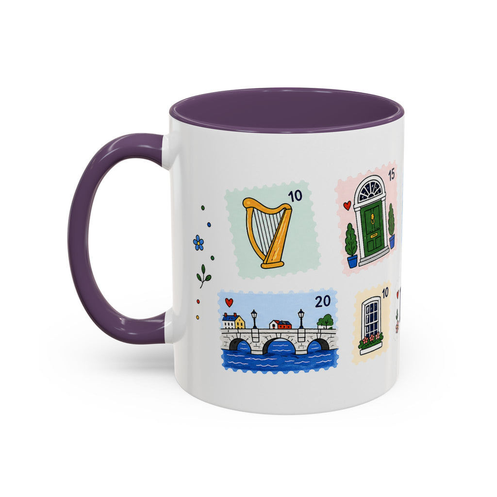 Dublin Coffee Mug | Postage Stamp Collage Mug | Travel Souvenir Accent Cup 11oz 15oz