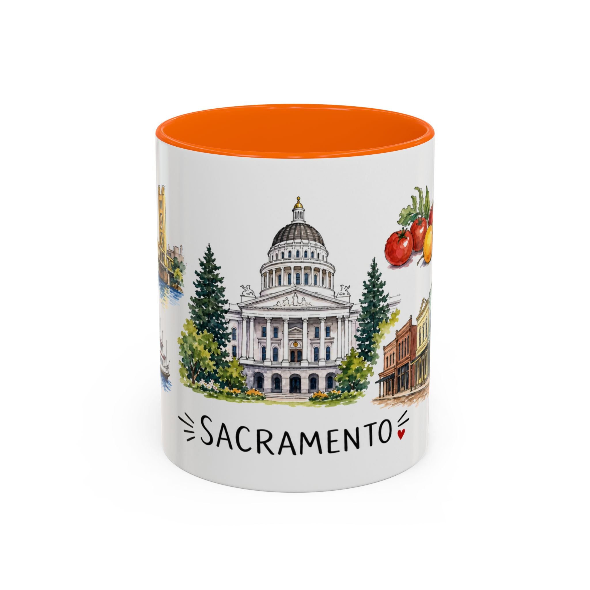 Sacramento Illustrated Travel Mug | City Souvenir Accent Coffee Mug | 11oz 15oz Ceramic Cup