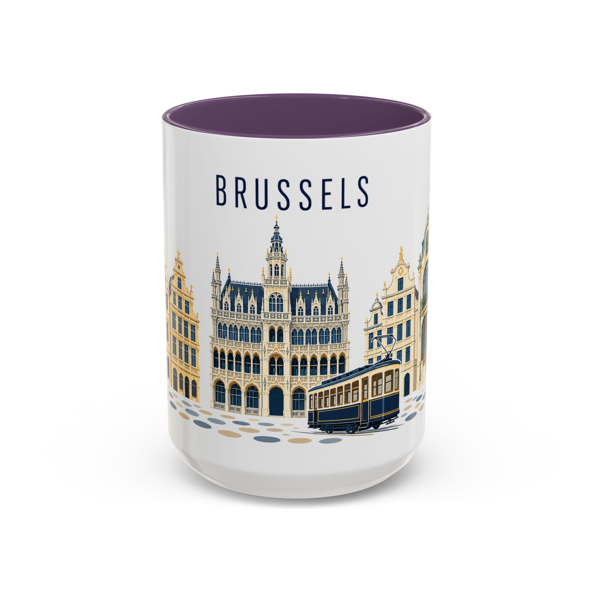 Brussels Coffee Mug | Belgium Travel Souvenir | Porcelain Decal City Gift | 11oz 15oz Accent Mug