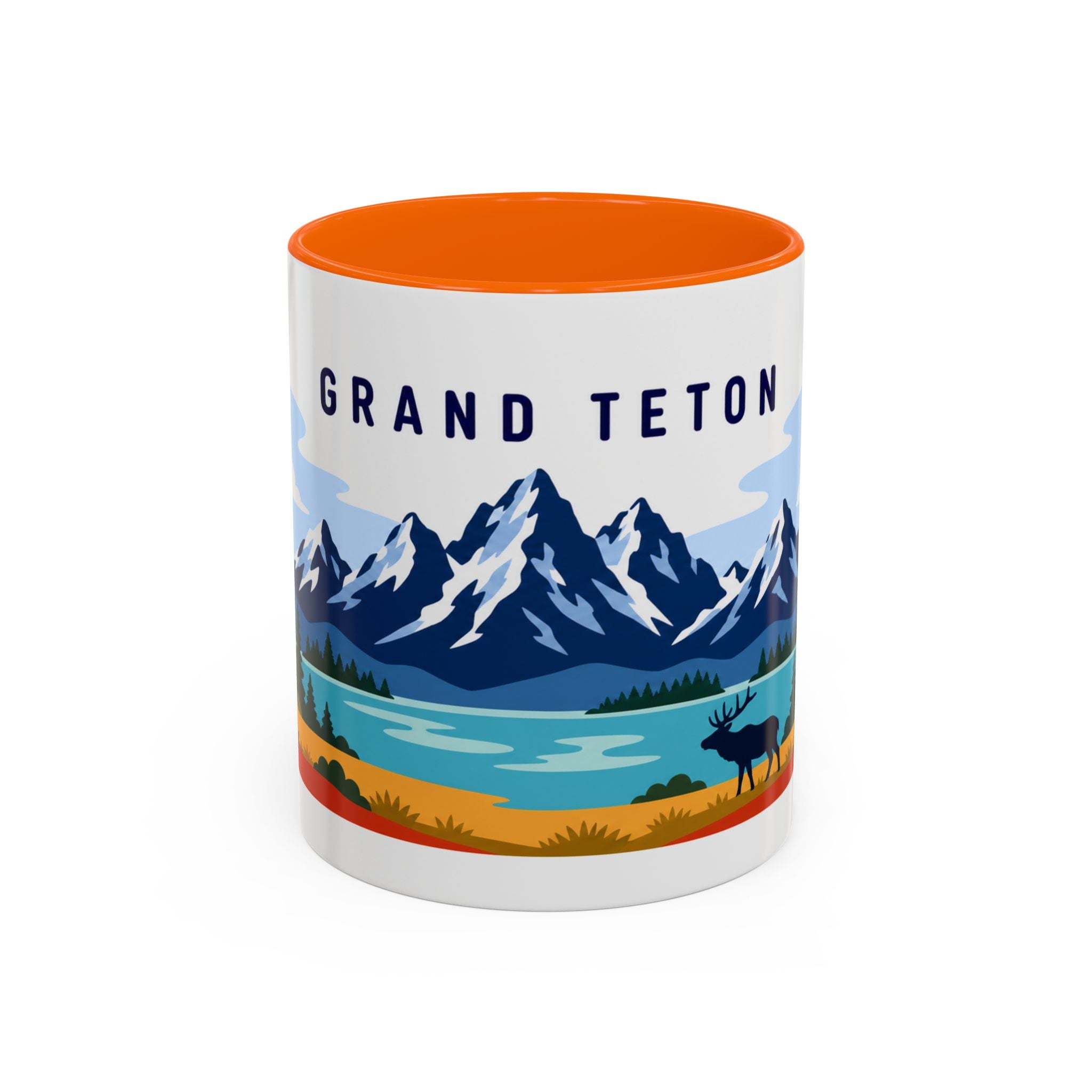 Grand Teton Coffee Mug | Travel Destination Souvenir Gift | Accent Color Ceramic 11oz 15oz