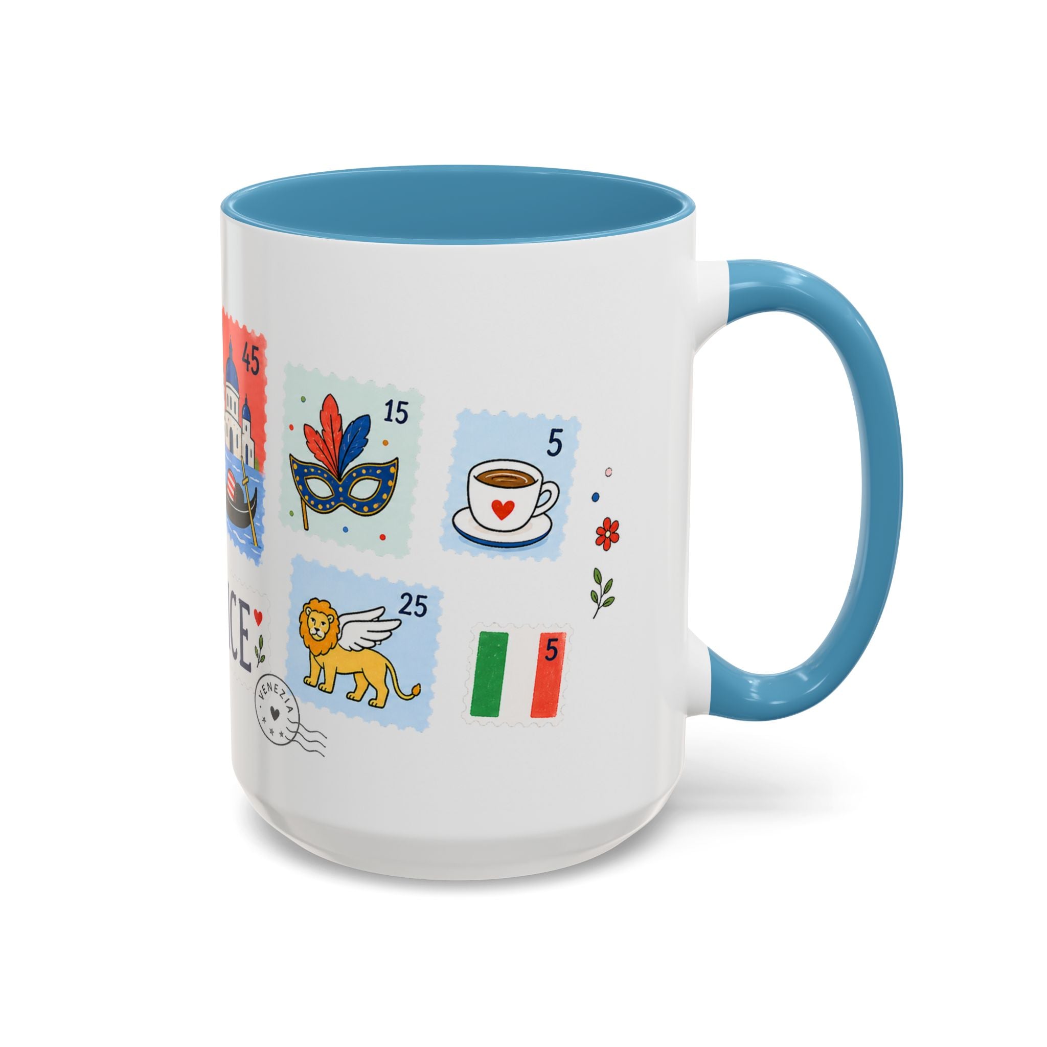Venice Coffee Mug | Postage Stamp Collage Mug | Travel Souvenir Accent Cup 11oz 15oz