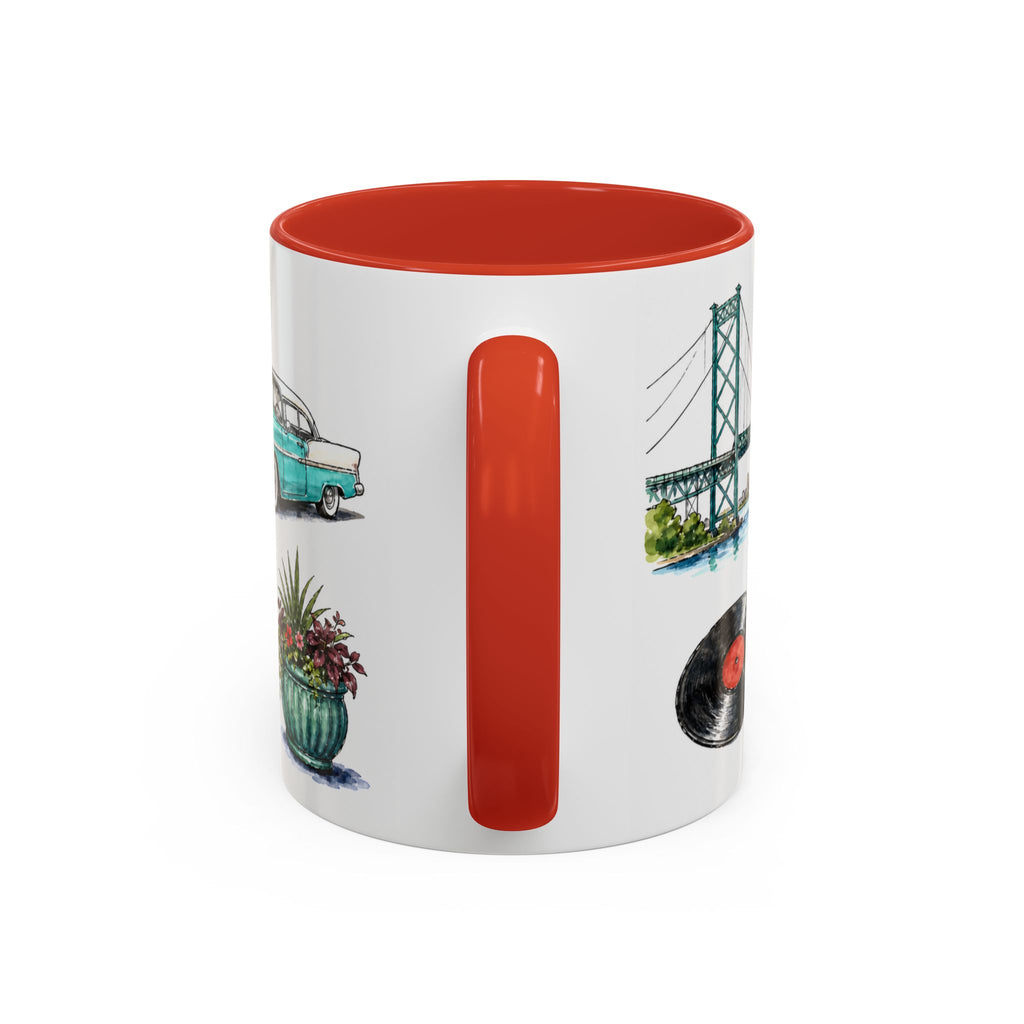Detroit Illustrated Travel Mug | City Souvenir Accent Coffee Mug | 11oz 15oz Ceramic Cup