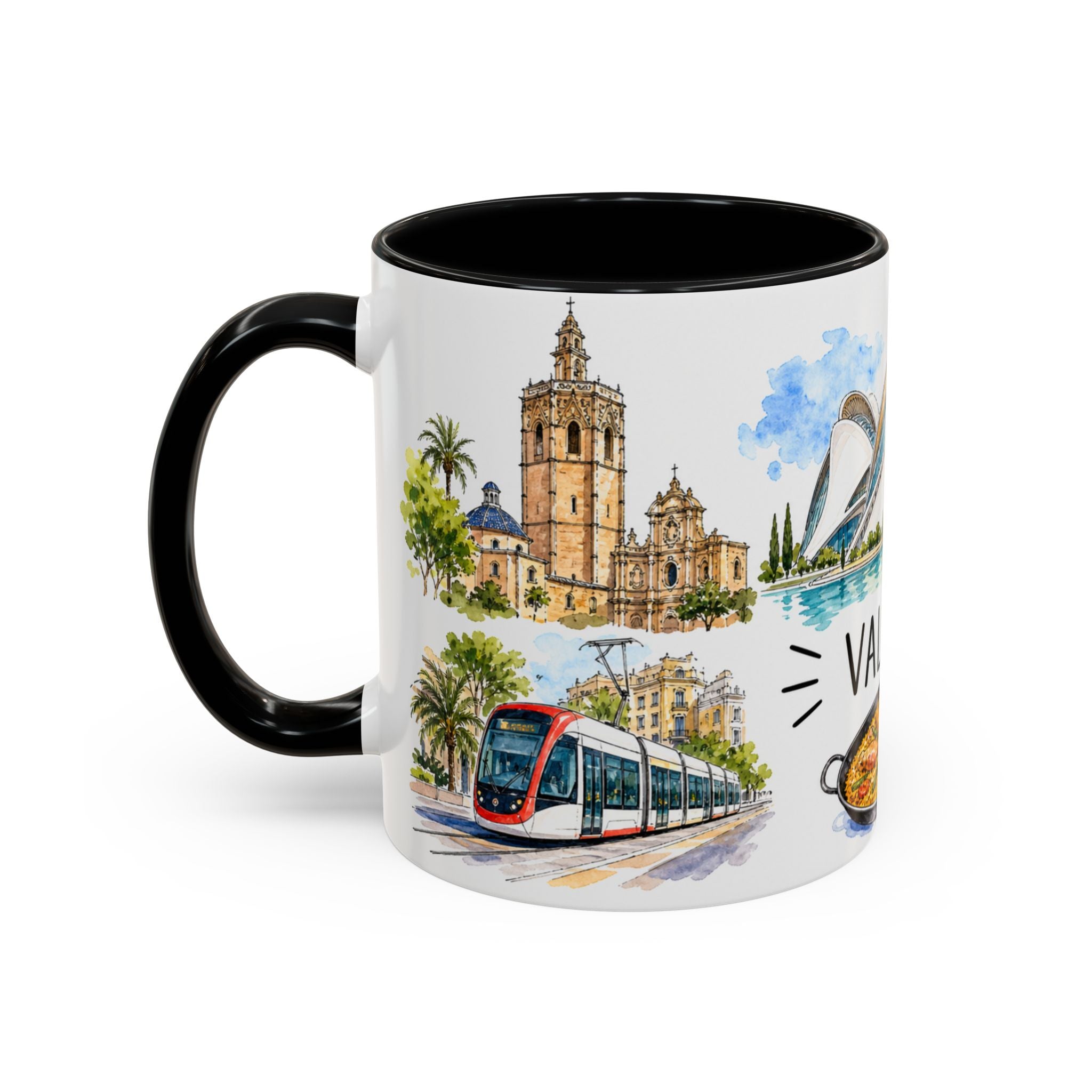 Valencia Illustrated Travel Mug | City Souvenir Accent Coffee Mug | 11oz 15oz Ceramic Cup