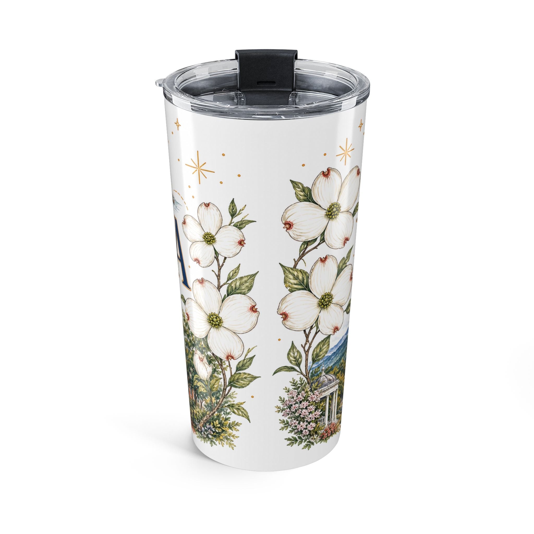 Virginia State Flower 20oz Tumbler | American Dogwood Botanical State Flower Gift | Insulated Stainless Steel Travel Cup
