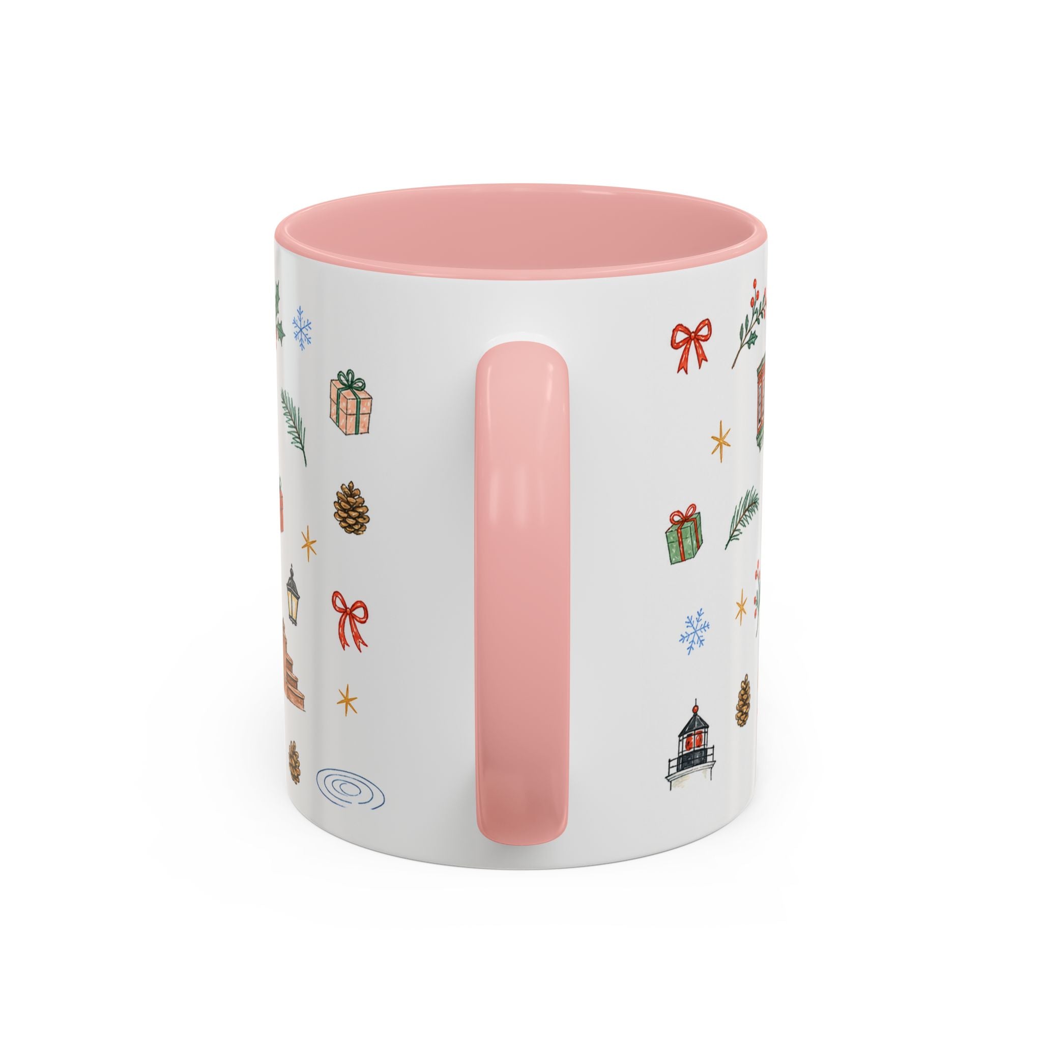 Boston Christmas Mug | Watercolor Travel Souvenir | Holiday Gift | Accent Ceramic Coffee Cup 11oz 15oz