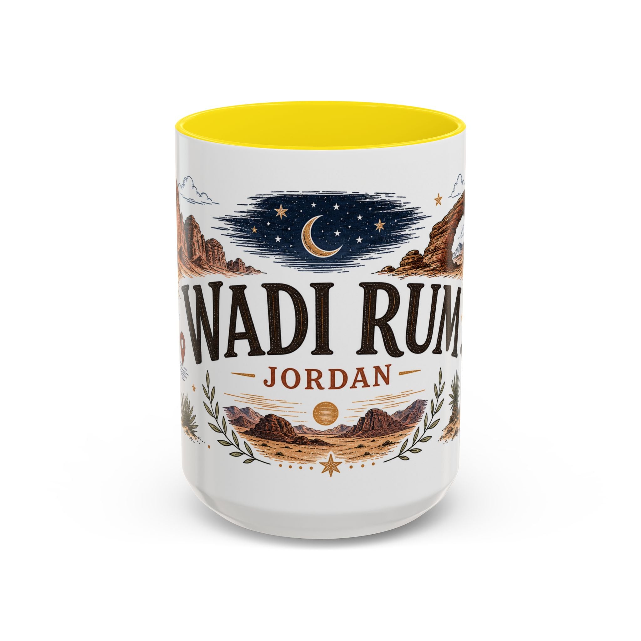 Wadi Rum Coffee Mug | Travel Destination Souvenir Gift | Accent Color Ceramic 11oz 15oz